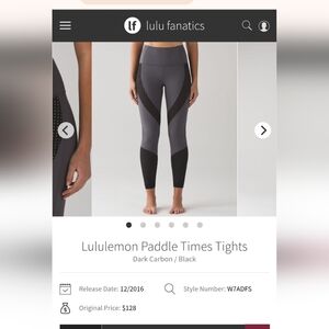 lululemon athletica Dark Carbon and Black Paddle Times Tights